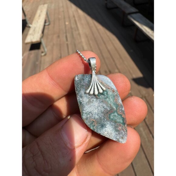 Amethyst Druzy Natural Hand Cut Pendant Sterling Silver 925 Chain - Picture 6 of 6